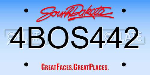4BOS442 South Dakota License Plate