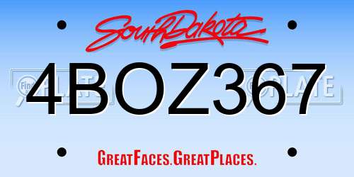 4BOZ367 South Dakota License Plate
