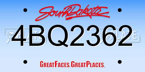 4BQ2362 South Dakota License Plate