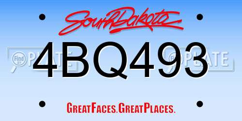 4BQ493 South Dakota License Plate