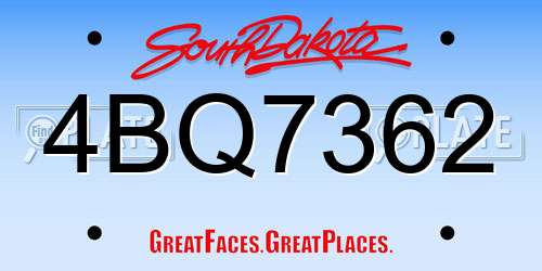 4BQ7362 South Dakota License Plate