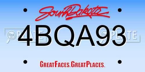 4BQA93 South Dakota License Plate
