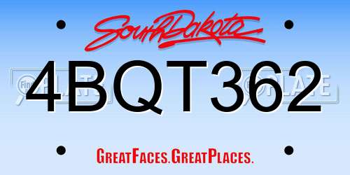 4BQT362 South Dakota License Plate