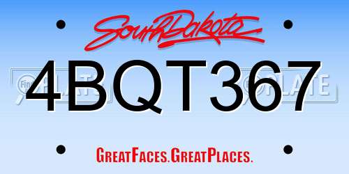 4BQT367 South Dakota License Plate