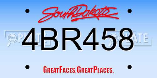 4BR458 South Dakota License Plate