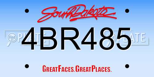 4BR485 South Dakota License Plate