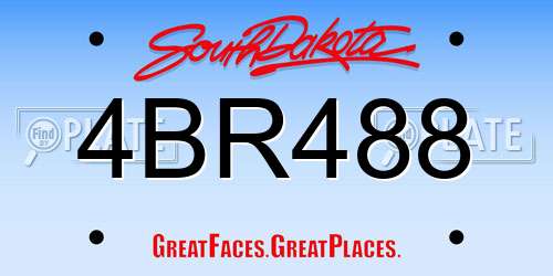 4BR488 South Dakota License Plate