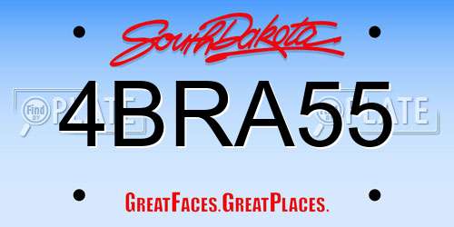 4BRA55 South Dakota License Plate