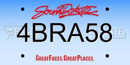 4BRA58 South Dakota License Plate