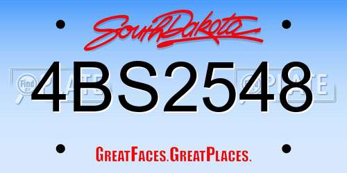 4BS2548 South Dakota License Plate