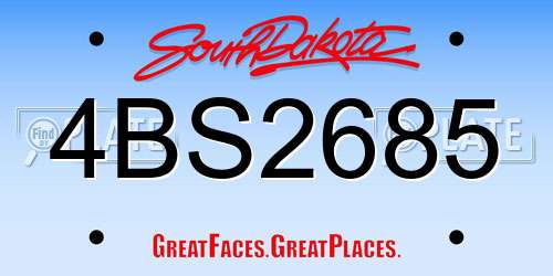4BS2685 South Dakota License Plate
