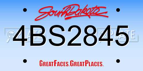 4BS2845 South Dakota License Plate