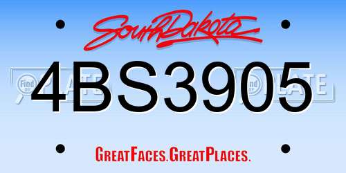 4BS3905 South Dakota License Plate