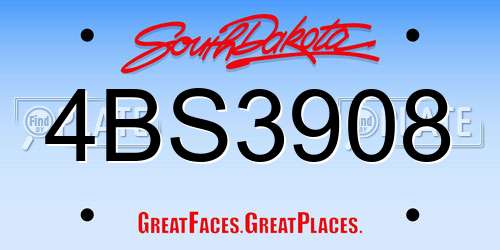 4BS3908 South Dakota License Plate
