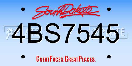 4BS7545 South Dakota License Plate