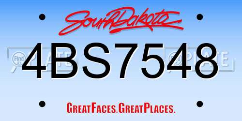 4BS7548 South Dakota License Plate