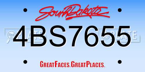 4BS7655 South Dakota License Plate