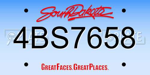 4BS7658 South Dakota License Plate