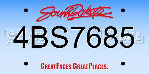 4BS7685 South Dakota License Plate