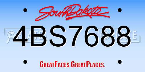 4BS7688 South Dakota License Plate