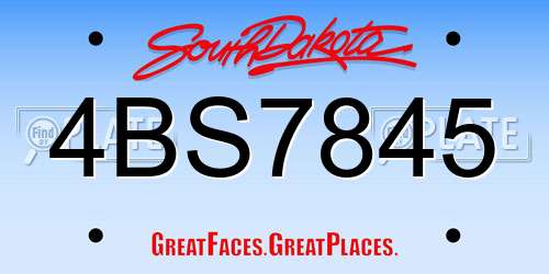 4BS7845 South Dakota License Plate