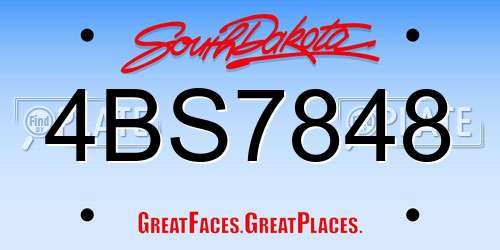 4BS7848 South Dakota License Plate