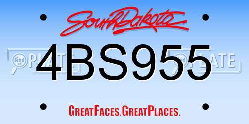 4BS955 South Dakota License Plate