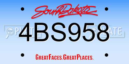4BS958 South Dakota License Plate
