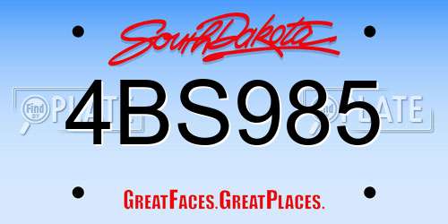 4BS985 South Dakota License Plate