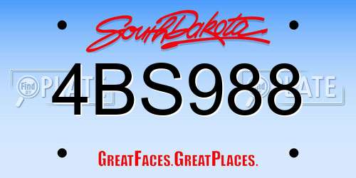 4BS988 South Dakota License Plate