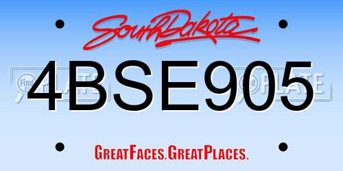 4BSE905 South Dakota License Plate