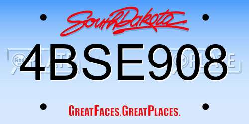 4BSE908 South Dakota License Plate