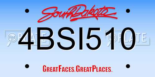 4BSI510 South Dakota License Plate