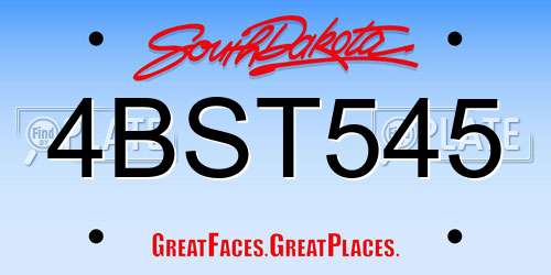 4BST545 South Dakota License Plate