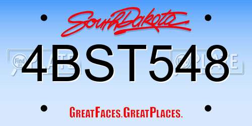 4BST548 South Dakota License Plate