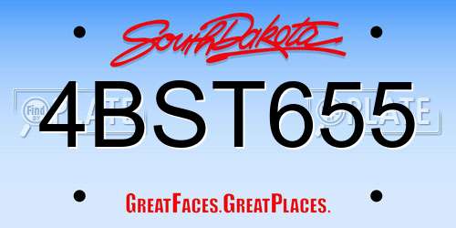 4BST655 South Dakota License Plate