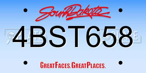 4BST658 South Dakota License Plate