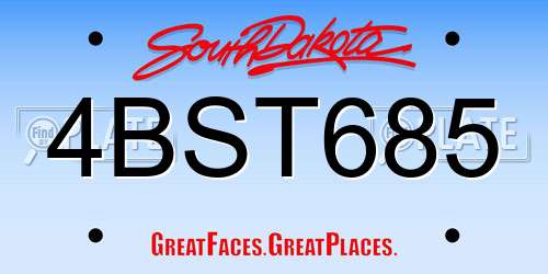 4BST685 South Dakota License Plate