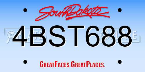4BST688 South Dakota License Plate