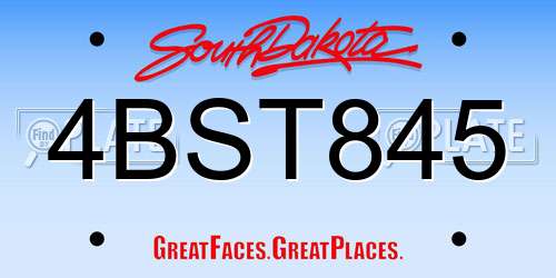 4BST845 South Dakota License Plate