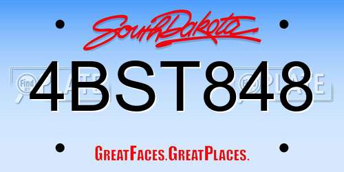 4BST848 South Dakota License Plate