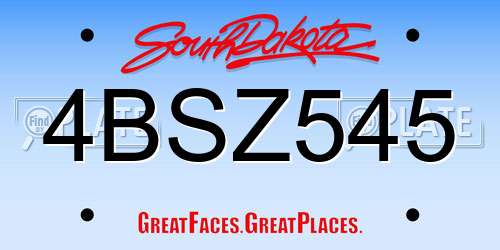 4BSZ545 South Dakota License Plate