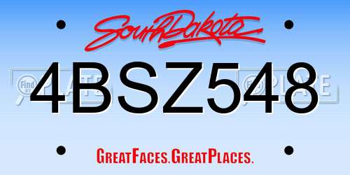 4BSZ548 South Dakota License Plate