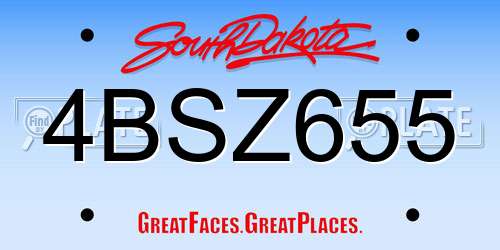 4BSZ655 South Dakota License Plate