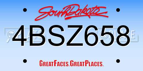 4BSZ658 South Dakota License Plate