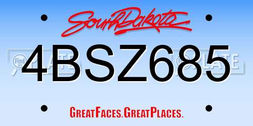 4BSZ685 South Dakota License Plate