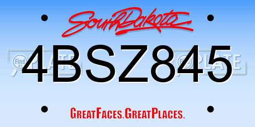 4BSZ845 South Dakota License Plate
