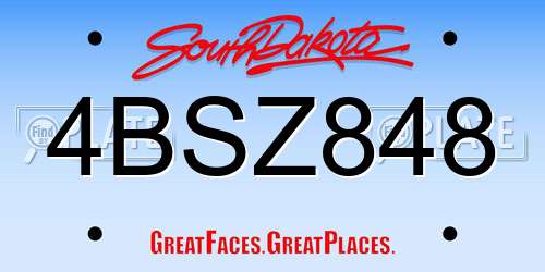 4BSZ848 South Dakota License Plate