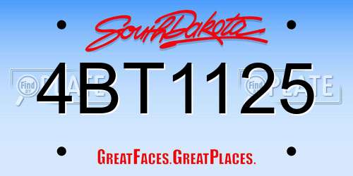 4BT1125 South Dakota License Plate