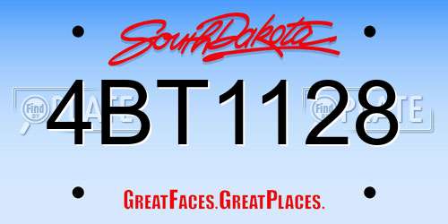 4BT1128 South Dakota License Plate